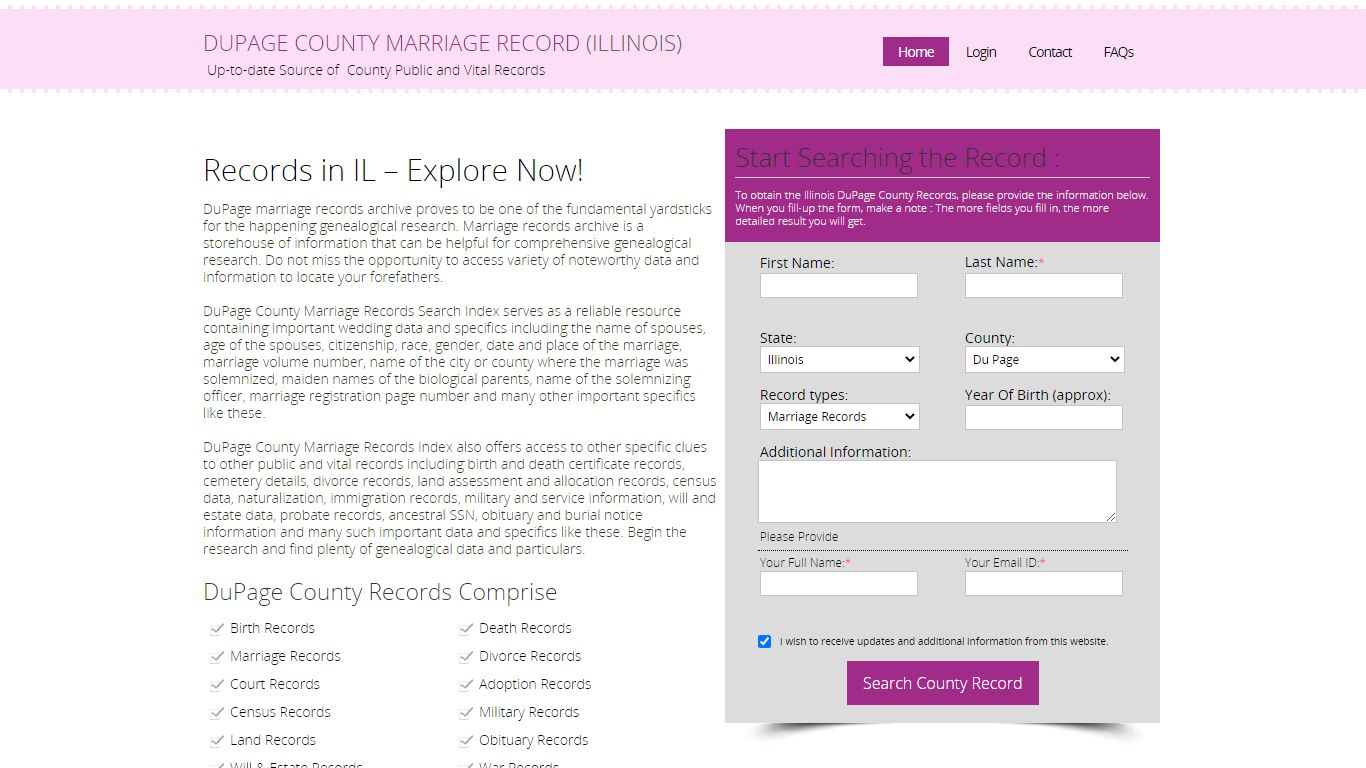 Public Marriage Records - DuPage County, Illinois