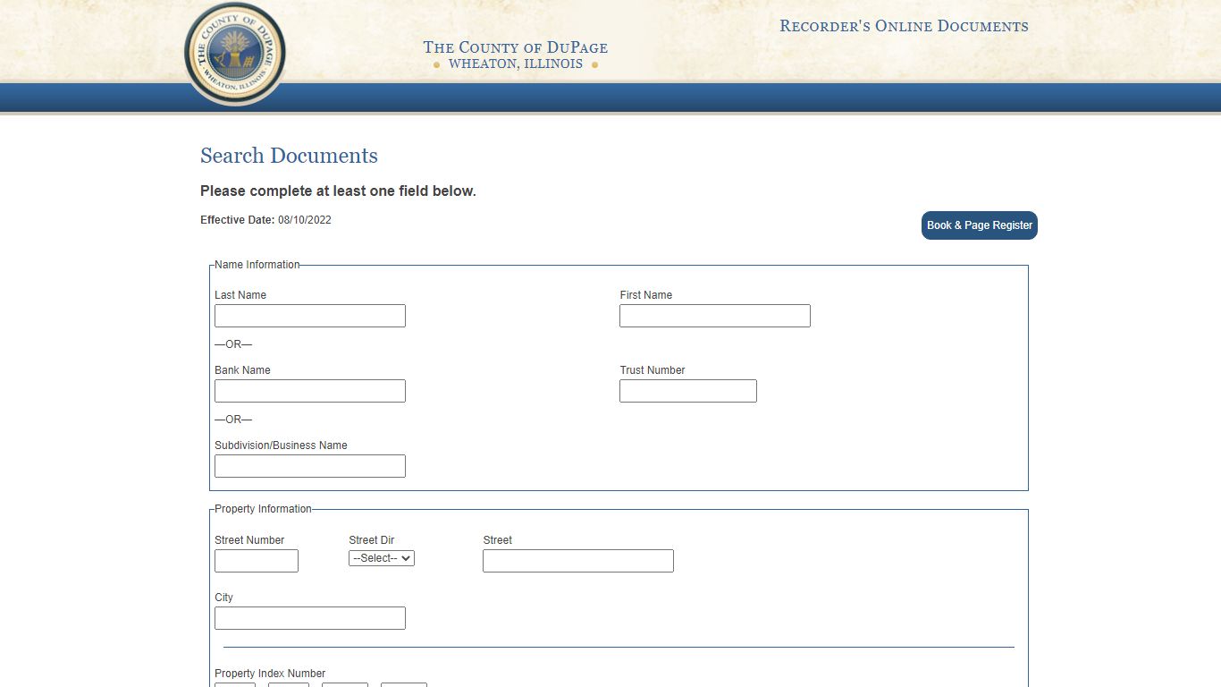 DuPage Recorder Search - DuPage County, Illinois